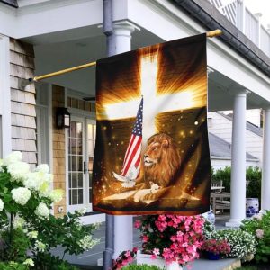 Lion God And Lamb Dove American US For Indoor Outdoor Decorative Garden House Flag