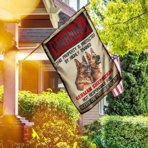 Warning This Property Is Protected By Highly Trained German Shepherds Garden House Flag