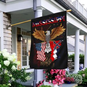 Mississippi State American and Eagle American For Outdoor Decorative Garden House Flag